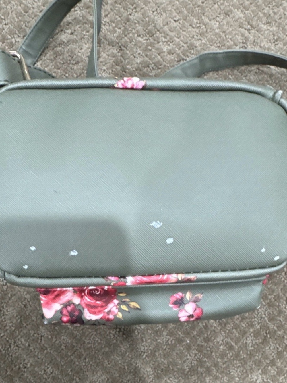 Mini Floral Backpack -Green with Pink Roses - Picture 3 of 5